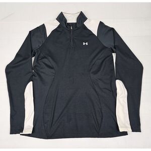 Under Armour Pullover Mens Medium. Qt Zip Golf ColdGear Black‎ White Long Sleeve